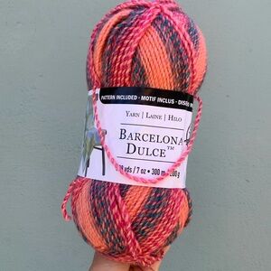 New Loops & Treads Barcelona yarn 🧶 in Coral Lily (coral, pink and teal blue)